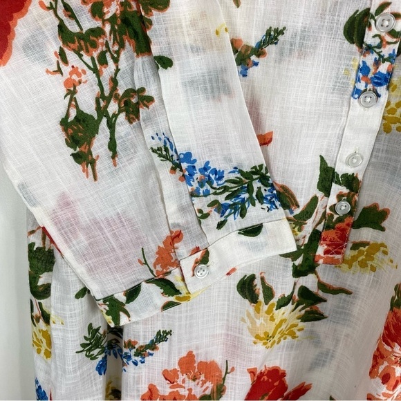 Salon Studio 100% Cotton Floral‎ Print 3/4 Button Up Down Shirt Top Blouse Large - Picture 3 of 6